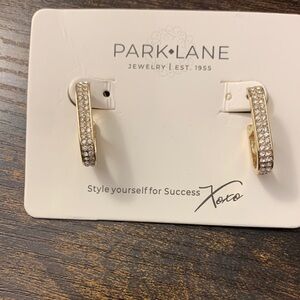 Park Lane Gold Hoop Earrings with Clear Pavé Crystals